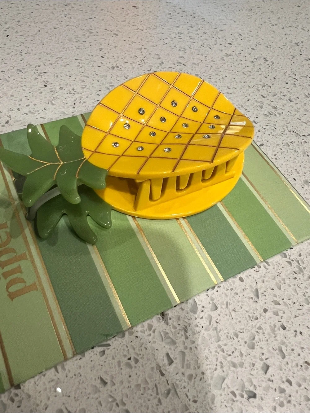 Piper Yellow and Green Pineapple Hair Clip
